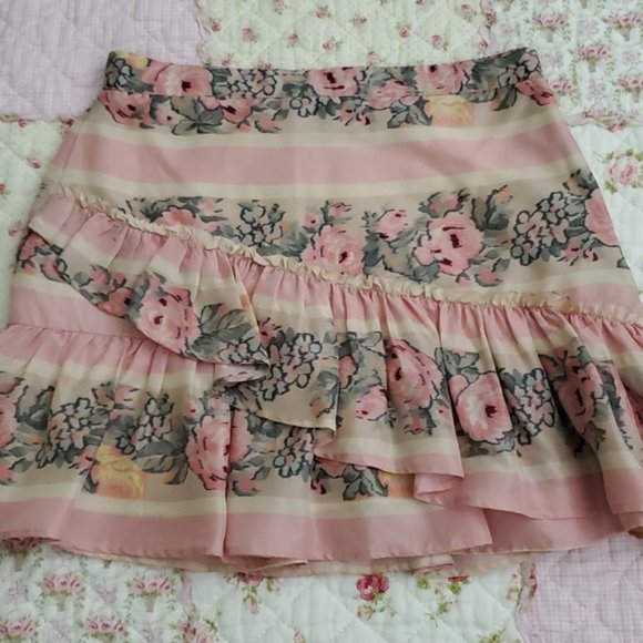 Loveshackfancy Piper silk mini Skirt Ruffle floral 2 - Picture 6 of 12